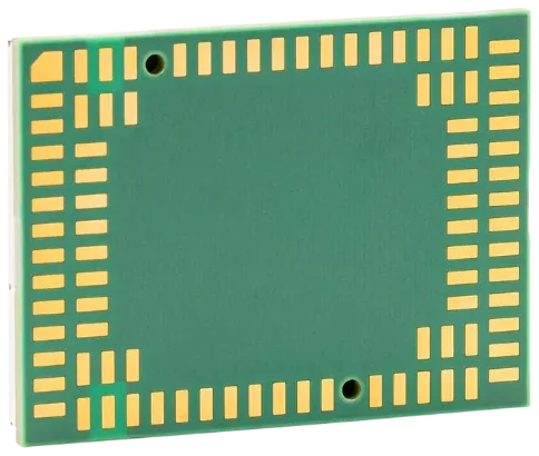 Iridium Certus 9704 模组的 LGA 焊盘面,四周密排金色焊盘