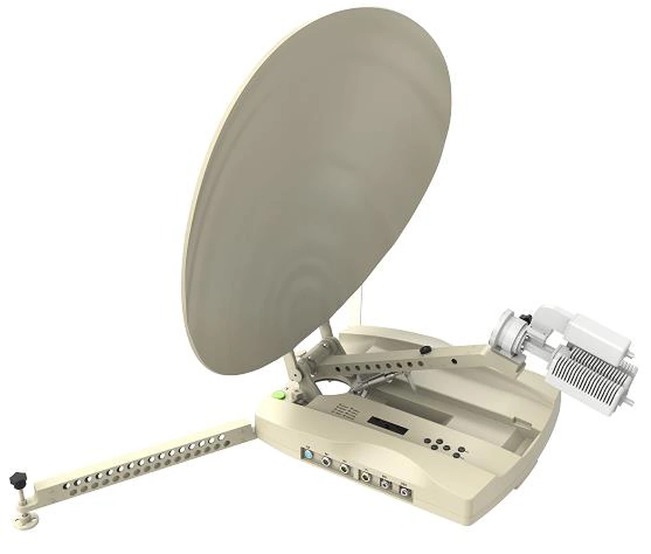 HS500A 轻型卫星通信便携站：0.75 米碳纤维拼瓣偏馈天线与一体化通信主机